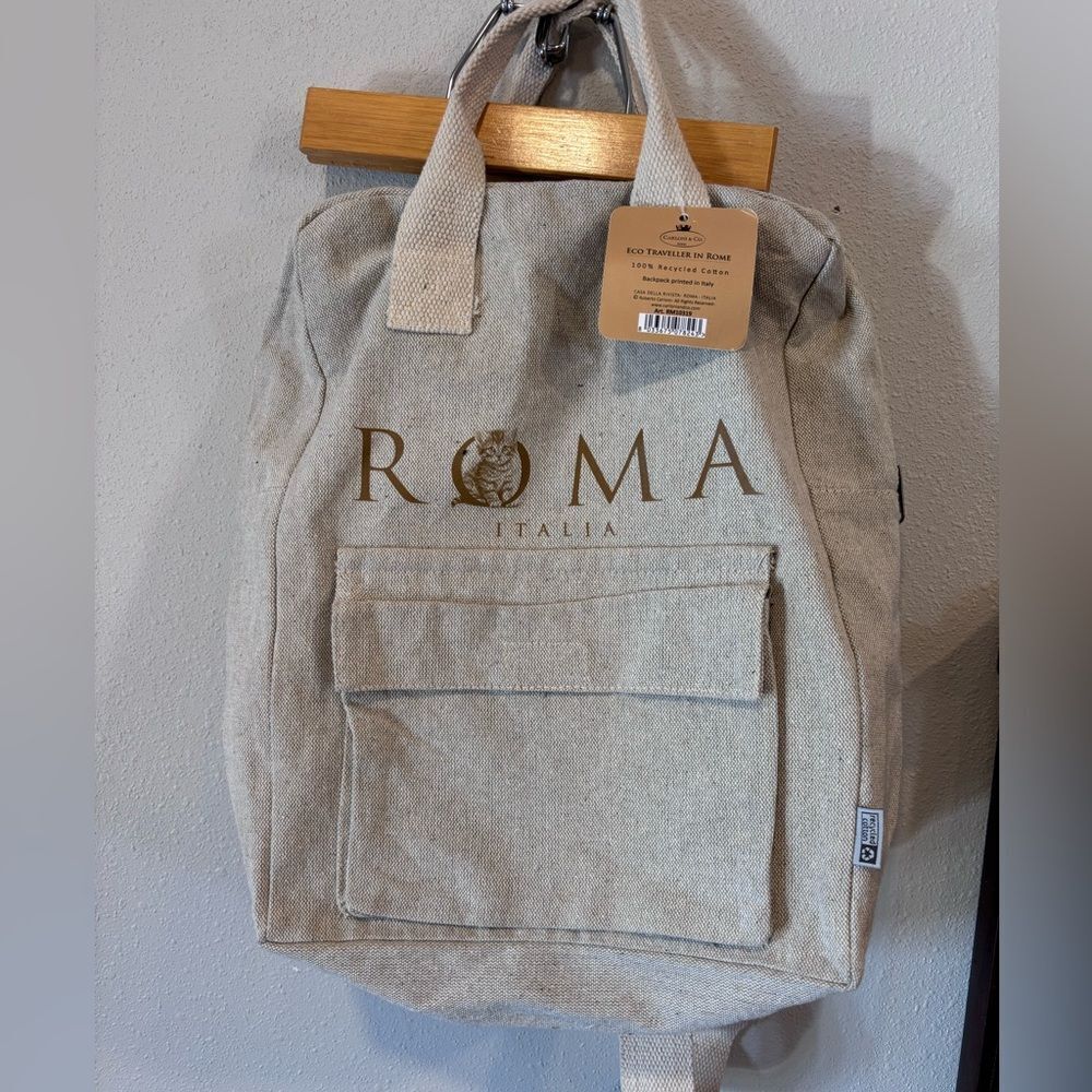 Eco Traveller in Rome" backpack, made from 100% recycled cotton Roma Italia